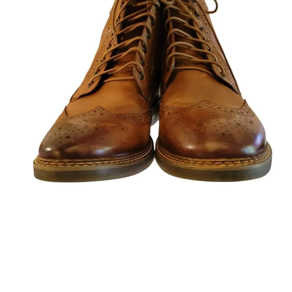 Base london Brown Leather Ankle Boots with Sturdy Soles Size 10